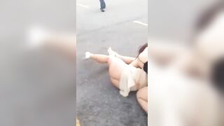 Funny: Car park fight with no underwear #2