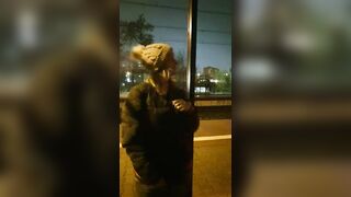 Flashing Huge Tits at tram stop (Cukierkowa Zgrywuska)