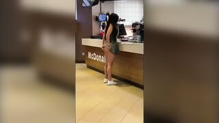 Trashy: Slutty Teen Flashes At McDonalds And Rubs Ice Cream On Ass #2