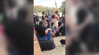 Drunk girl does not care about the crowd