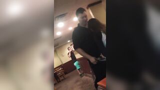 Trashy: BJ in what appears to be a group of coworkers at a restaurant after hours #2