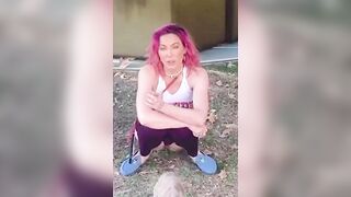 Trashy: Whitney Cummings taking a piss in the grass on Instagram #2