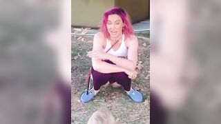 Trashy: Whitney Cummings taking a piss in the grass on Instagram #3