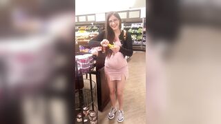 Trashy: Pregnant women taking banana in her cunt in a supermarket #3