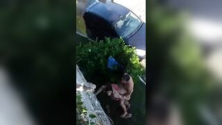 Trashy: Couple Caught Fucking Behind A Bush #4