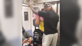 Horny couple comes very close to straight up fucking on the tube