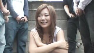 Japanese Girl Getting Bukkaked Outdoors In A Parking Lot Before Taking A Cum Walk In Public