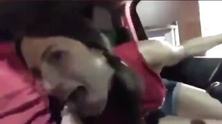 Trashy Gf sucks at drivethru