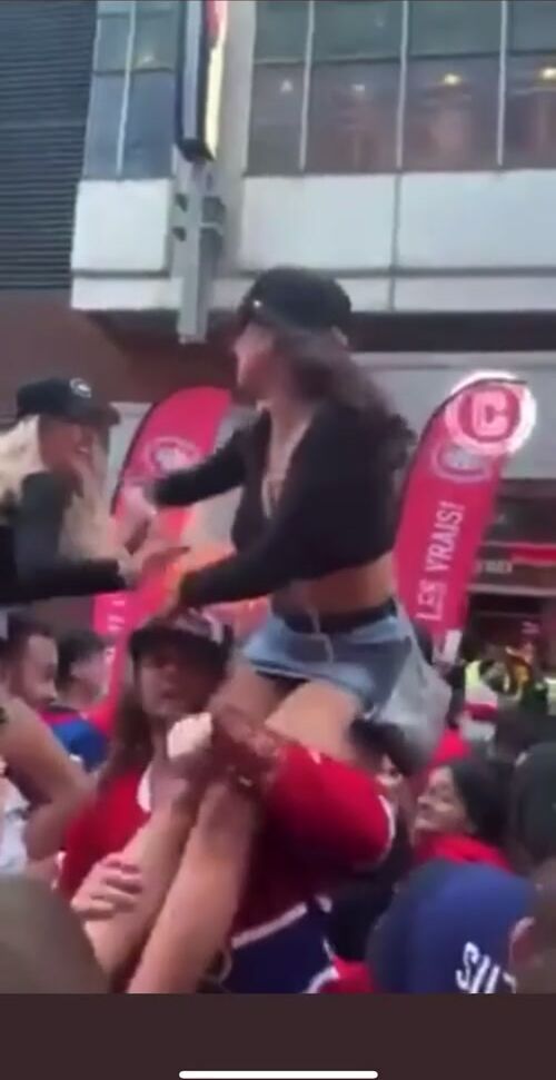 Someone grabbed her boob while she's flashing