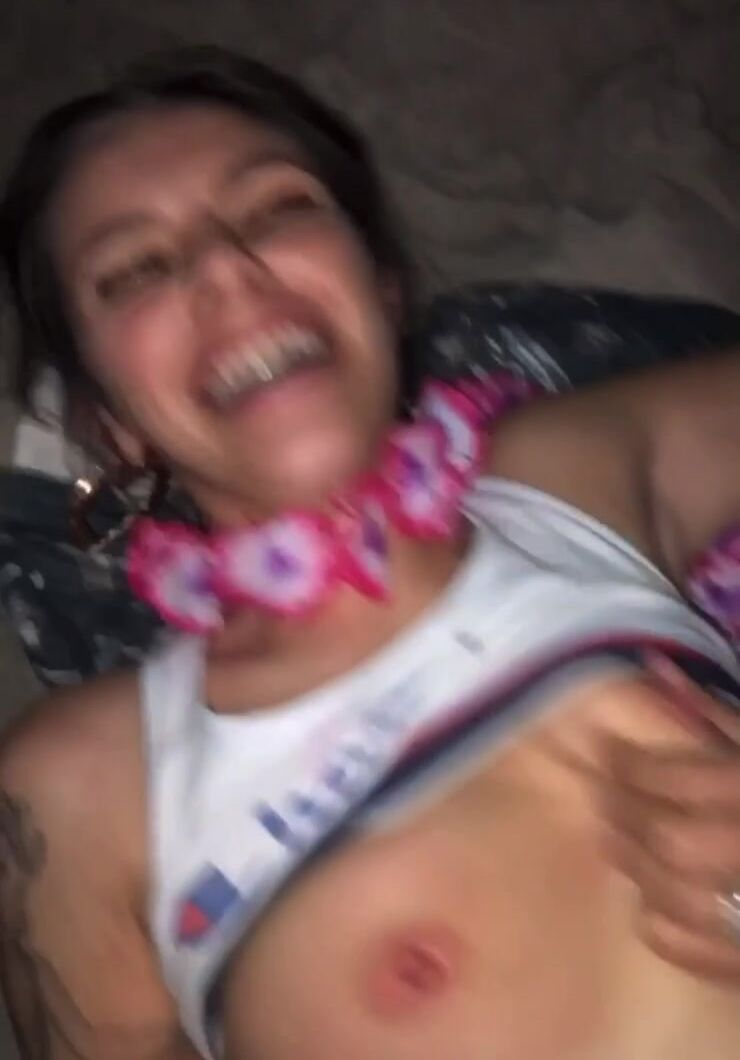 Lesbian orgy in a public beach