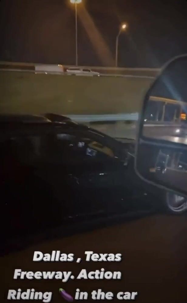 Rides in the car on the highway