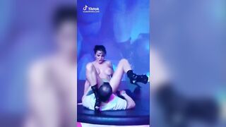 Trashy: Lucky fan dildo fuck a pornstar on stage #4