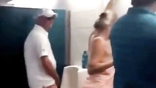 Imagine the outrage if a drunk man did this at a women's bathroom