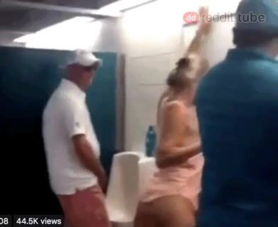 Imagine the outrage if a drunk man did this at a women's bathroom