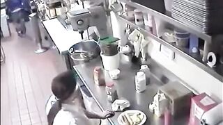 Restaurant Employee Sticks a Hot Dog into Her Pussy, Then Serves it to a Customer