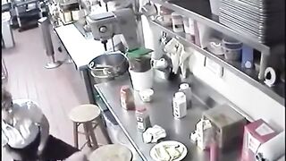 Trashy: Restaurant Employee Sticks a Hot Dog into Her Pussy, Then Serves it to a Customer #4