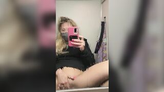 Trashy: squirting all over the planes bathroom mirror #3