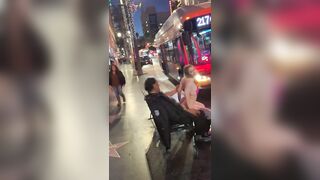 Trashy: Redhead gives a lap dance to a stranger at the bus stop #4