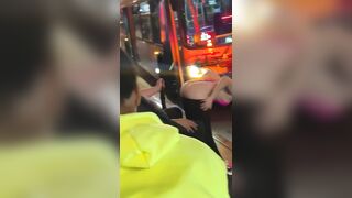 Trashy: Redhead gives a lap dance to a stranger at the bus stop #2