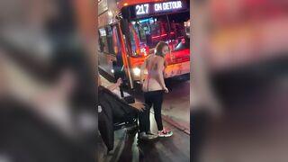 Trashy: Redhead gives a lap dance to a stranger at the bus stop #3