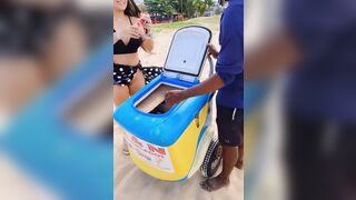 Trashy: Brazilian flashing the vendor #2