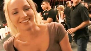 Trashy: Hot blonde flashing at bar #4