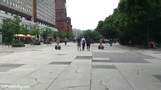 Trashy: Two Girls Walk Naked Down The Street Riding A Skateboard #2