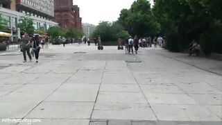 Trashy: Two Girls Walk Naked Down The Street Riding A Skateboard #3