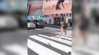 Trashy: Flashing her ass to the cars #3