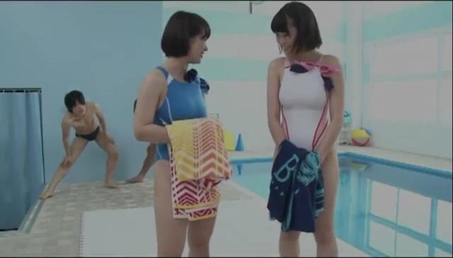Japanese girls swap swimsuits with the men and find they become more athletic - topless for the win!
